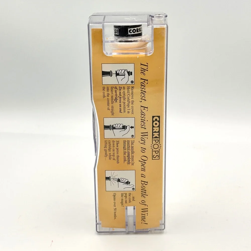 Cork Pops I Original Wine‎ Bottle Opener White Pressurized Air Cork Remover New